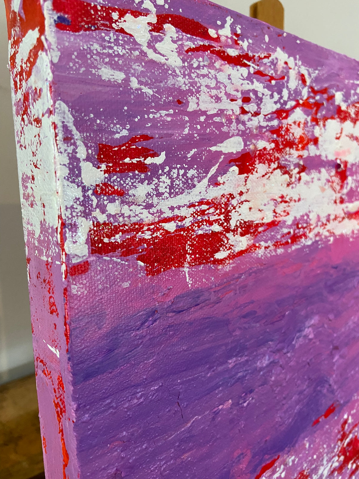 Inverted Abstract Acrylic Canvas Painting: Colorful Wall Art by Margo Humphries (30.5cm)