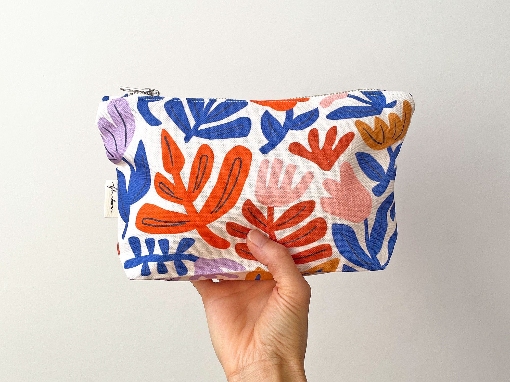 Make-up, Travel, Clutch, Handmade Fabric Zip Purse - Petals (Light)