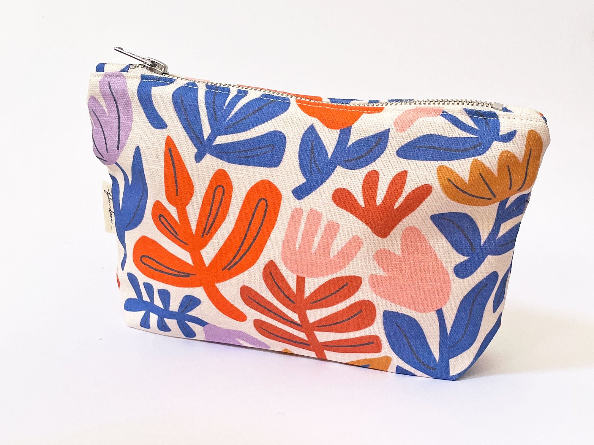 Make-up, Travel, Clutch, Handmade Fabric Zip Purse - Petals (Light)