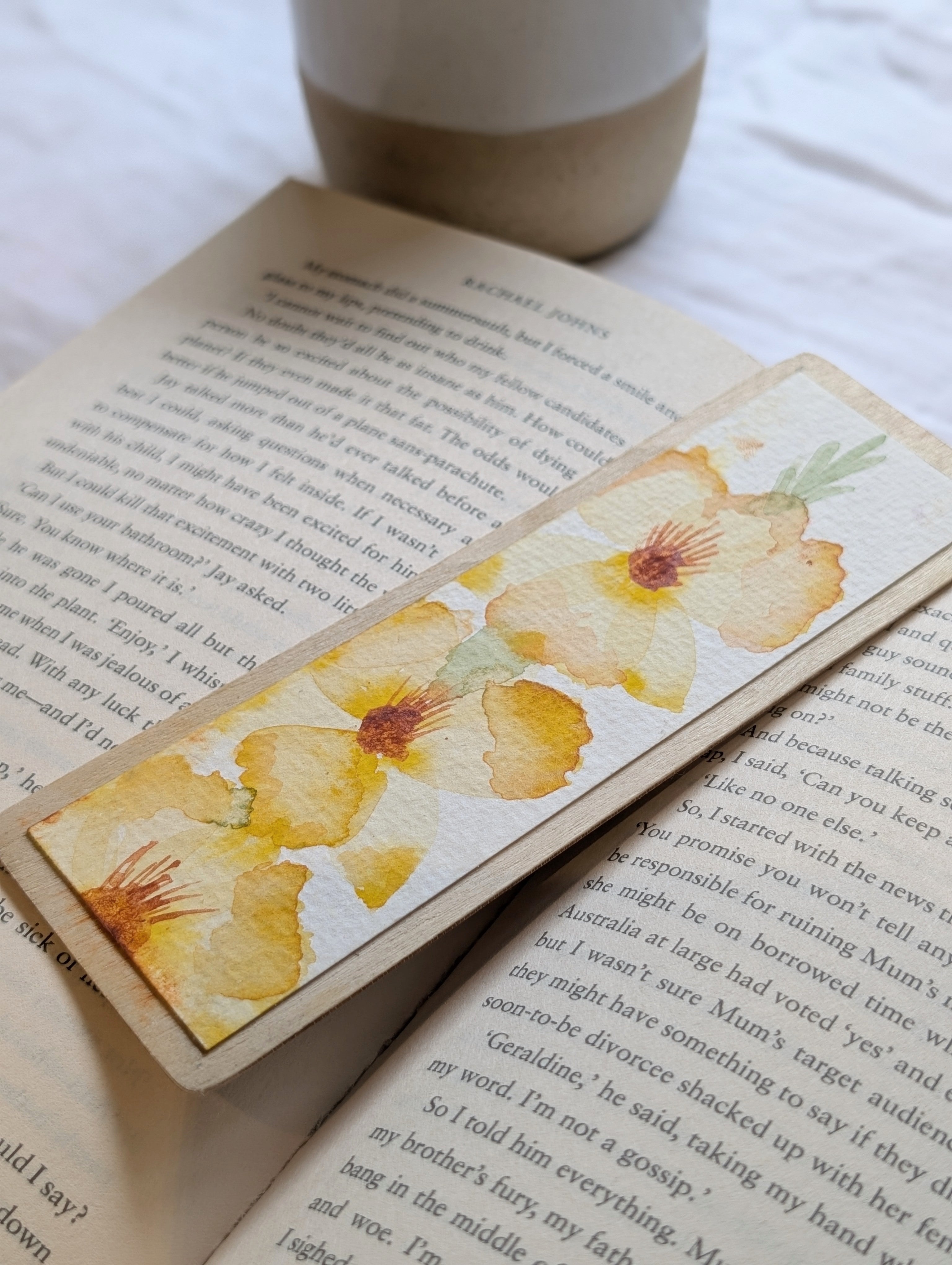 Hand-Painted Gladiolus Wooden Bookmark | Original Watercolour Art | Handmade Gift for Book Lovers