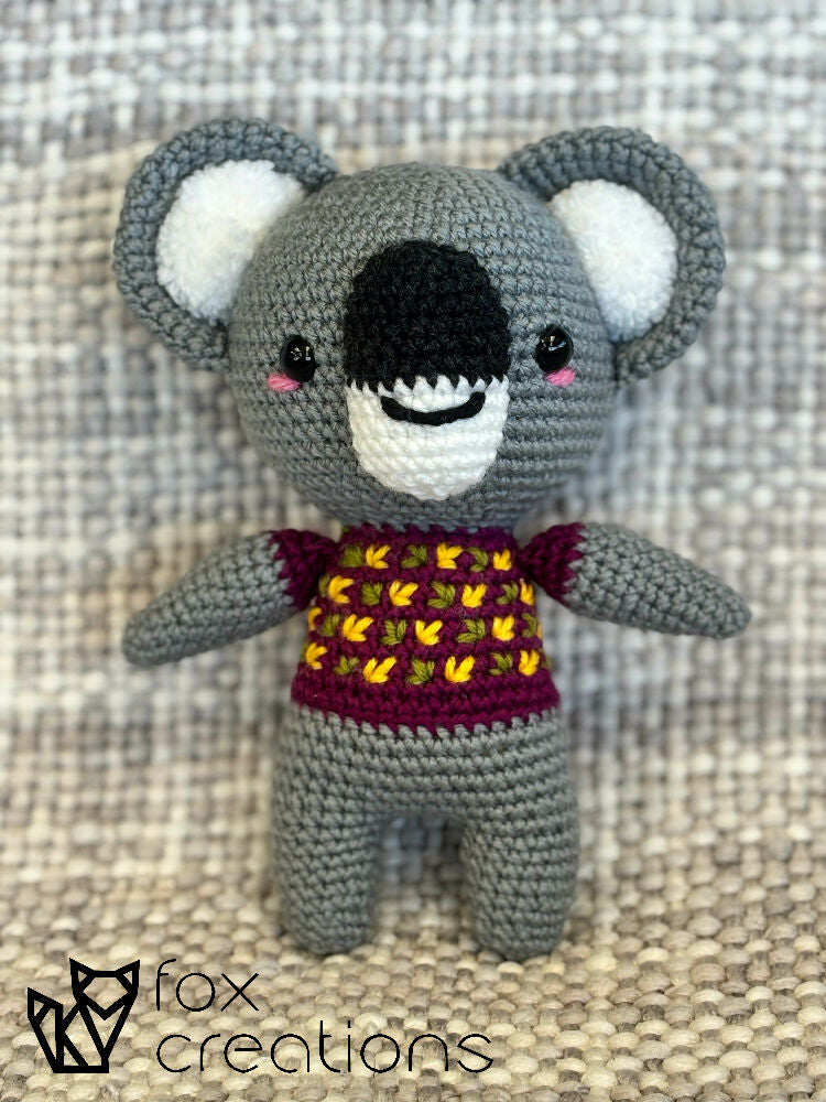Crochet Koala with Pom Pom Ears and Shirt