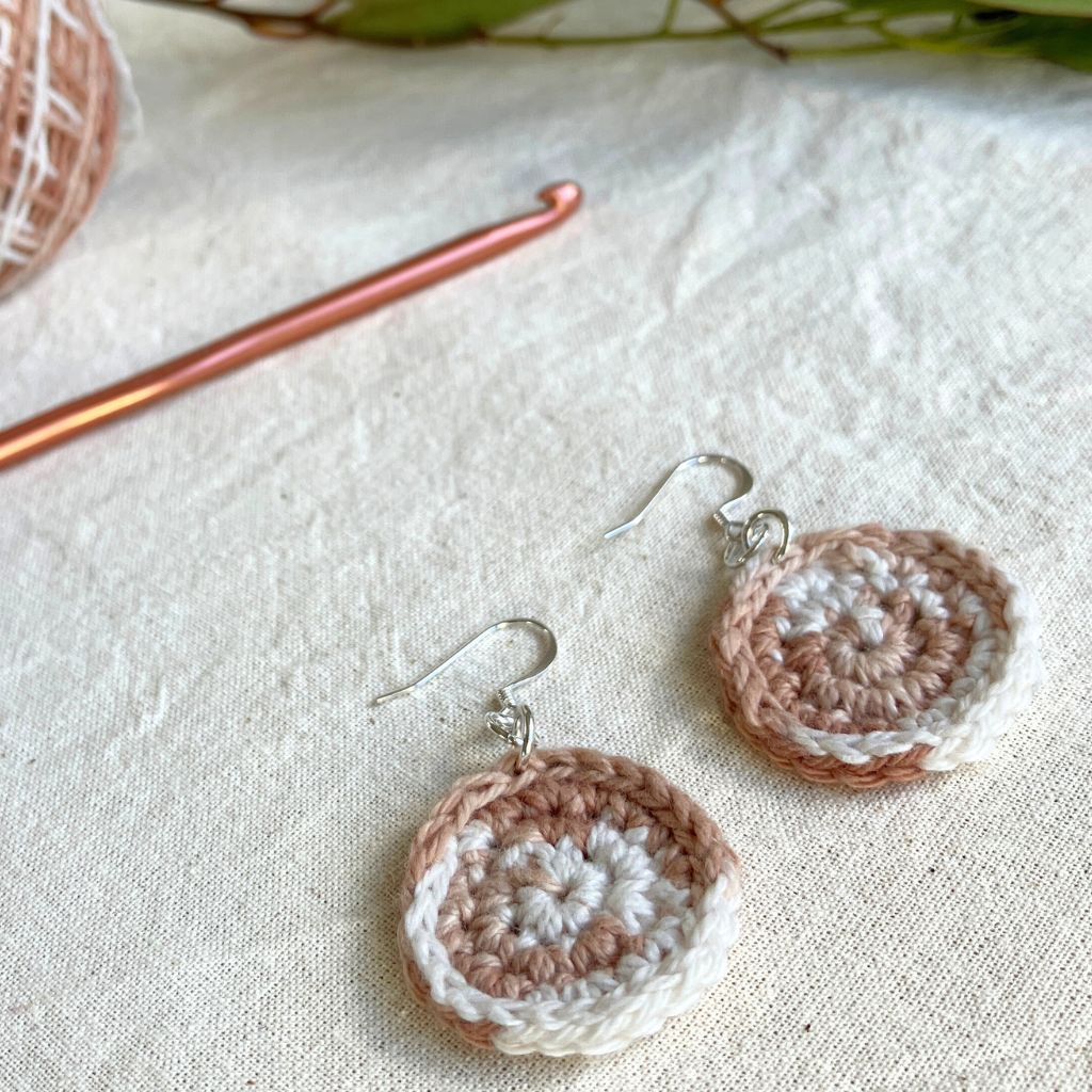 Soft Sands - Handmade Cotton Crochet Dangle Earrings