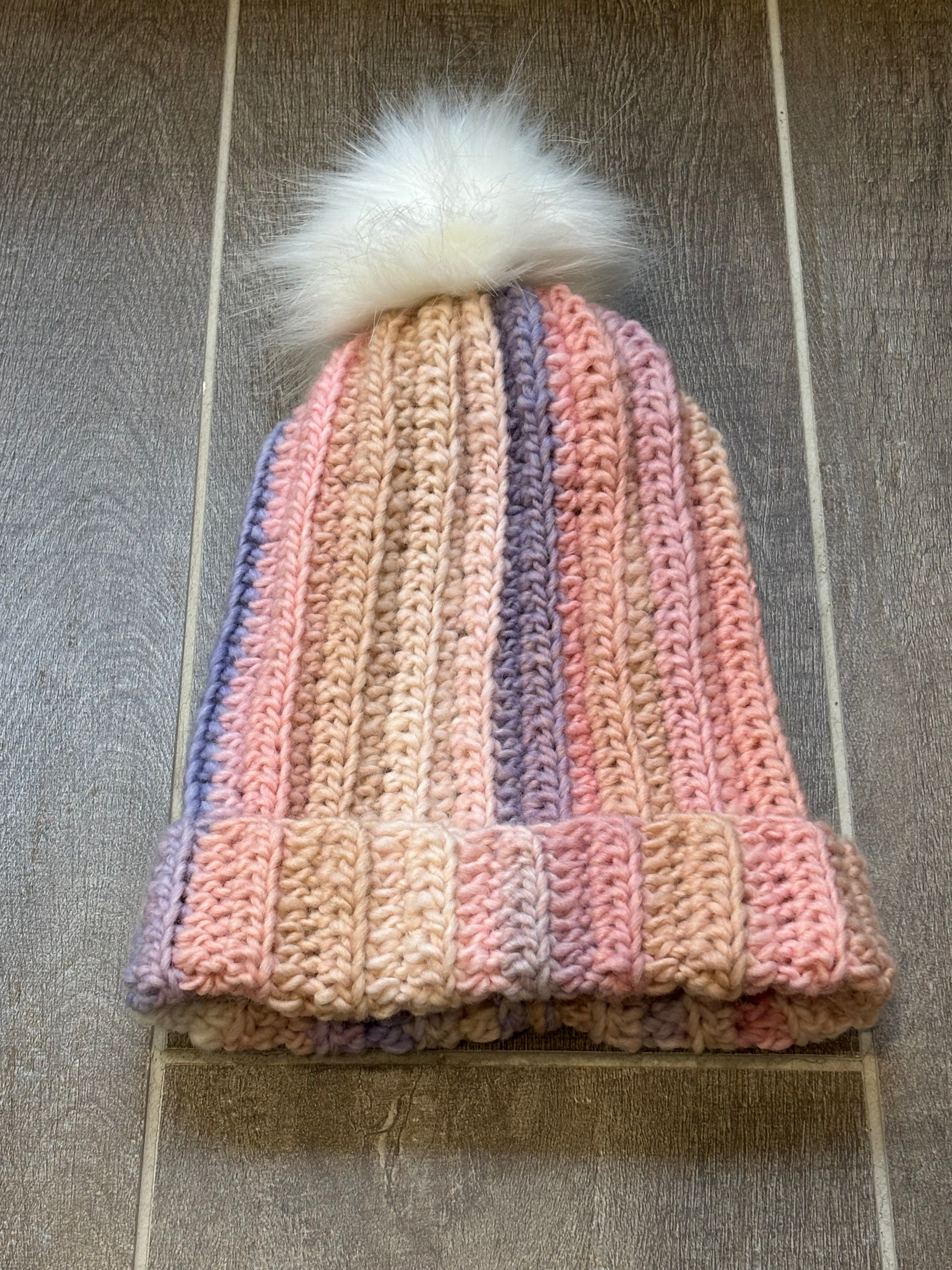 Hand Crocheted Beanie | Pastel Shades| With Pom Pom