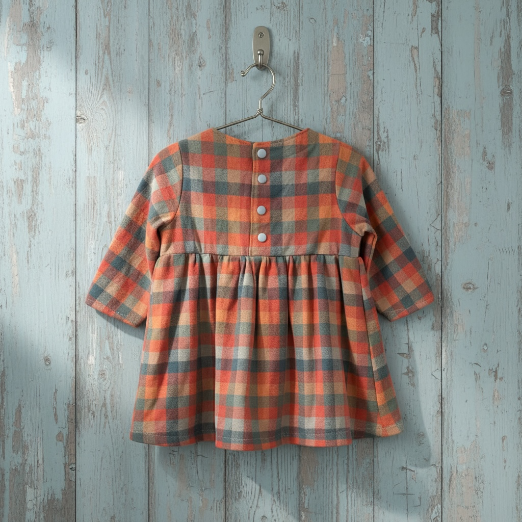 FLANNELETTE CHECK LONG SLEEVE DRESS