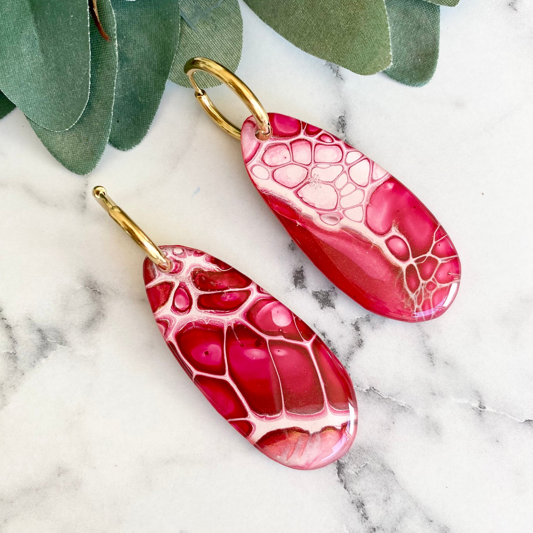 Burgundy and Gold Statement Earrings