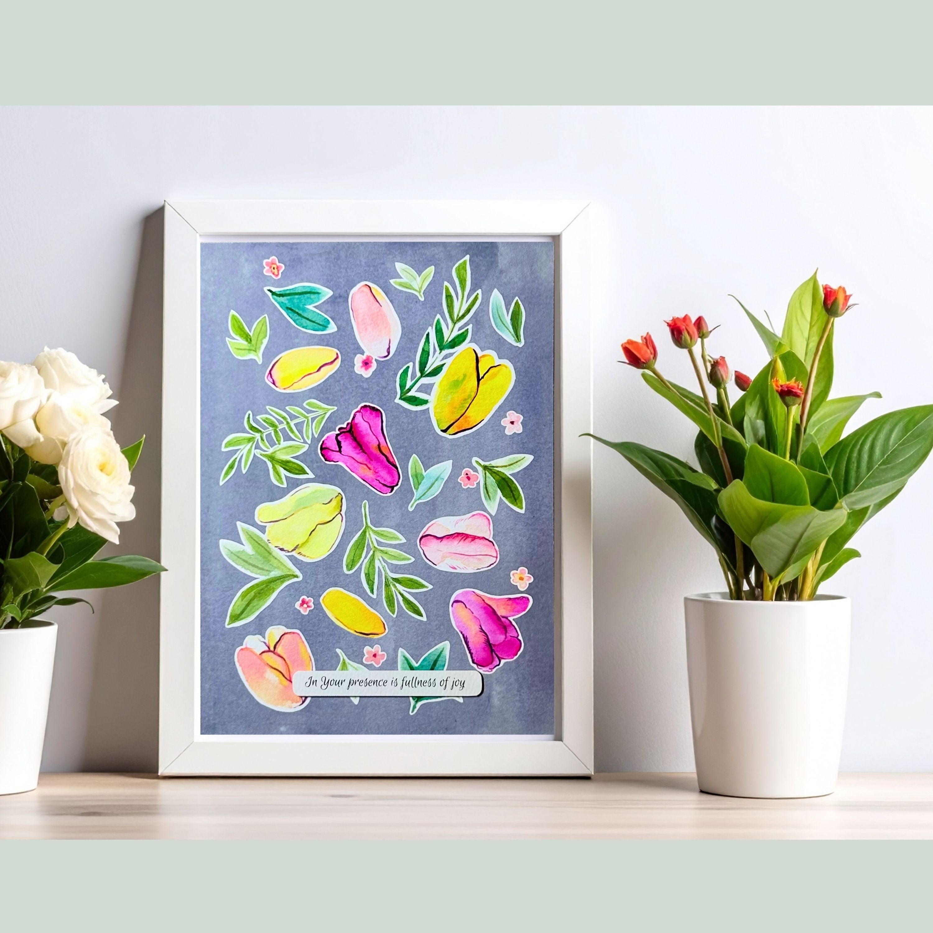 "Tulip Serenade" | Archival Botanical Wall Art With Sentiment | Original Floral Watercolour Painting | A5 Print