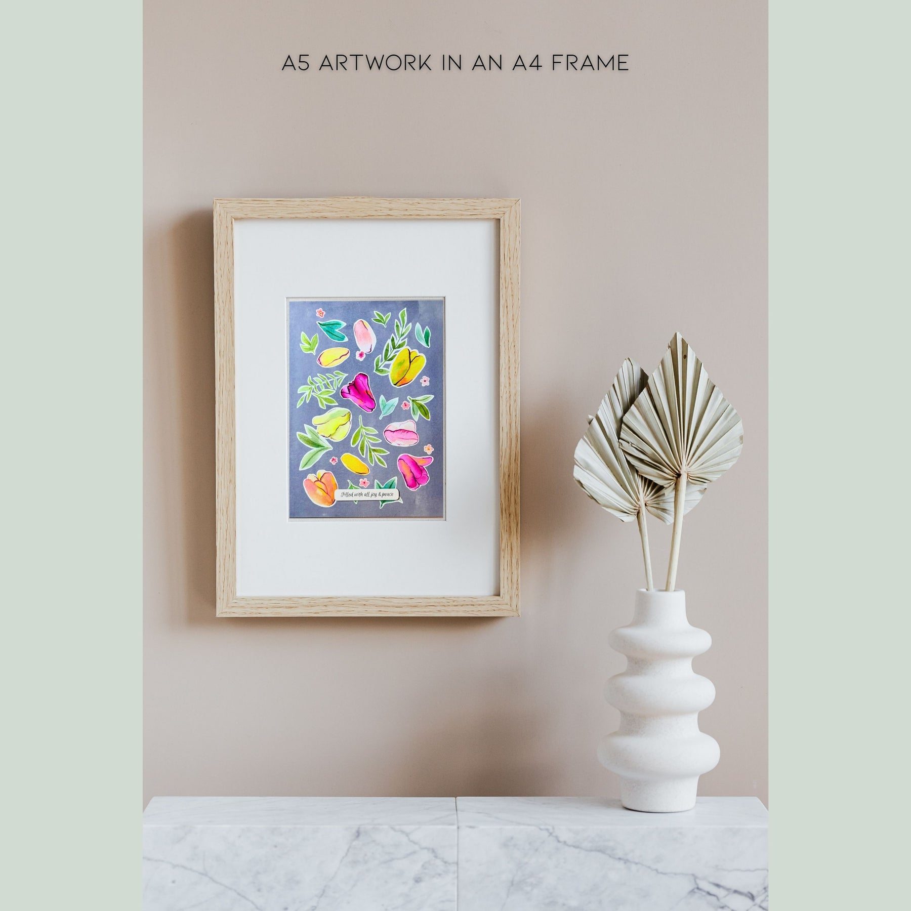 "Tulip Serenade" | Archival Botanical Wall Art With Sentiment | Original Floral Watercolour Painting | A5 Print