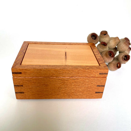 Silky Oak Box with Huon Pine Lid & Walnut Splines