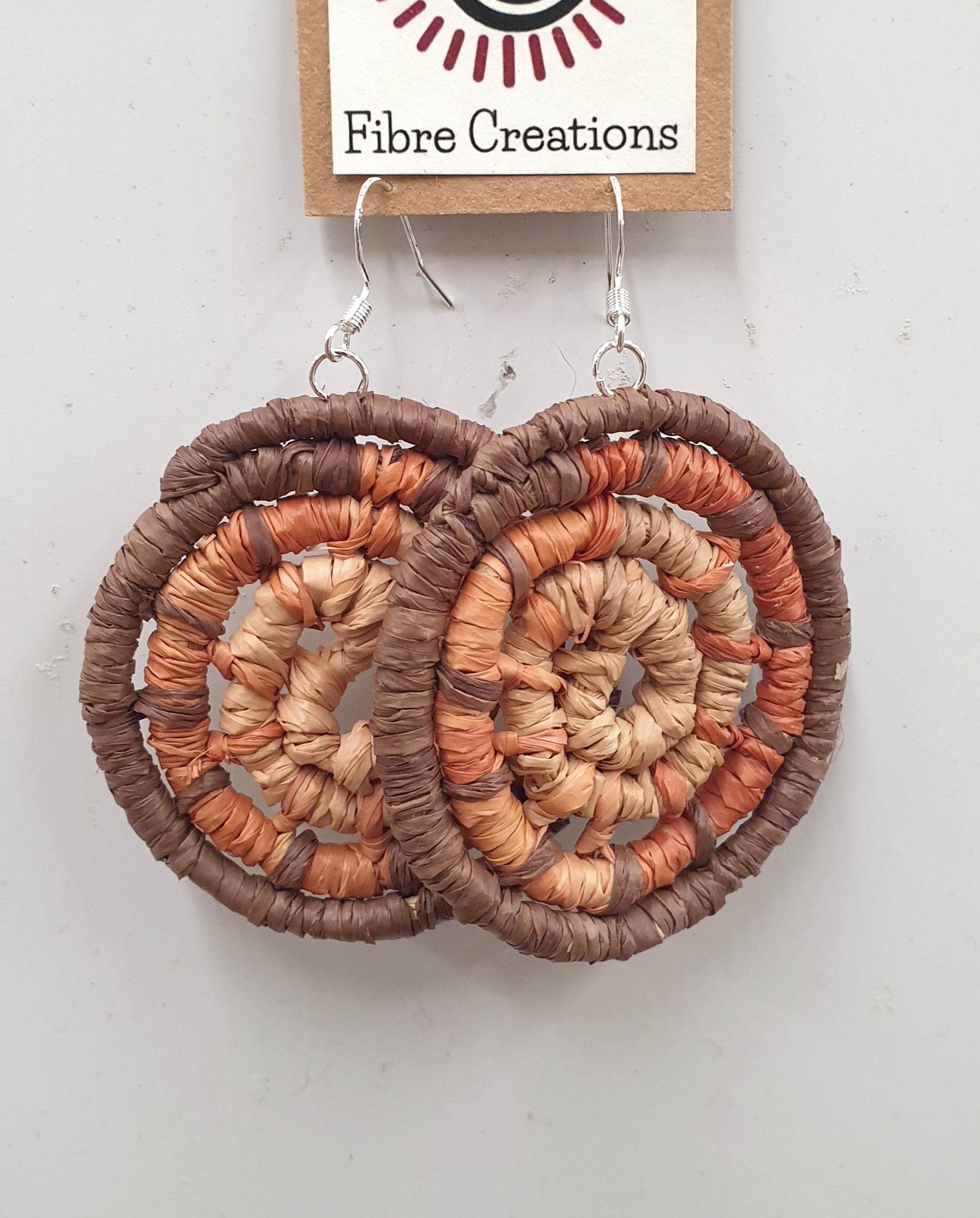 Handmade, raffia coil earrings