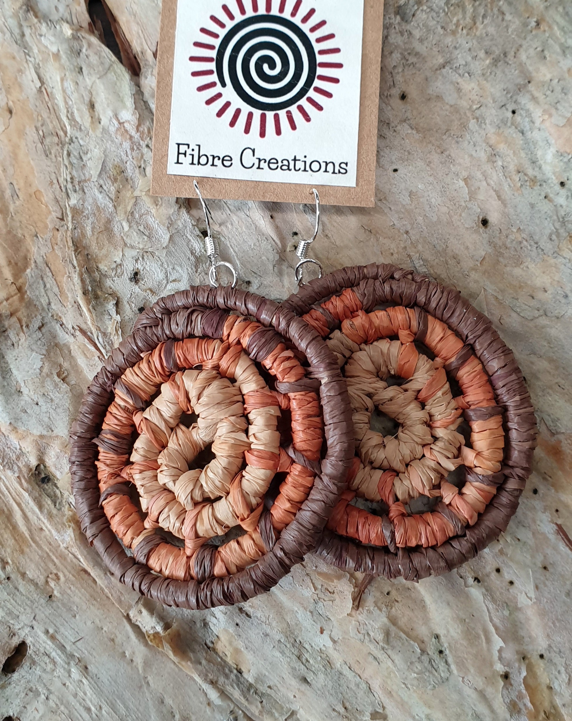 Handmade, raffia coil earrings