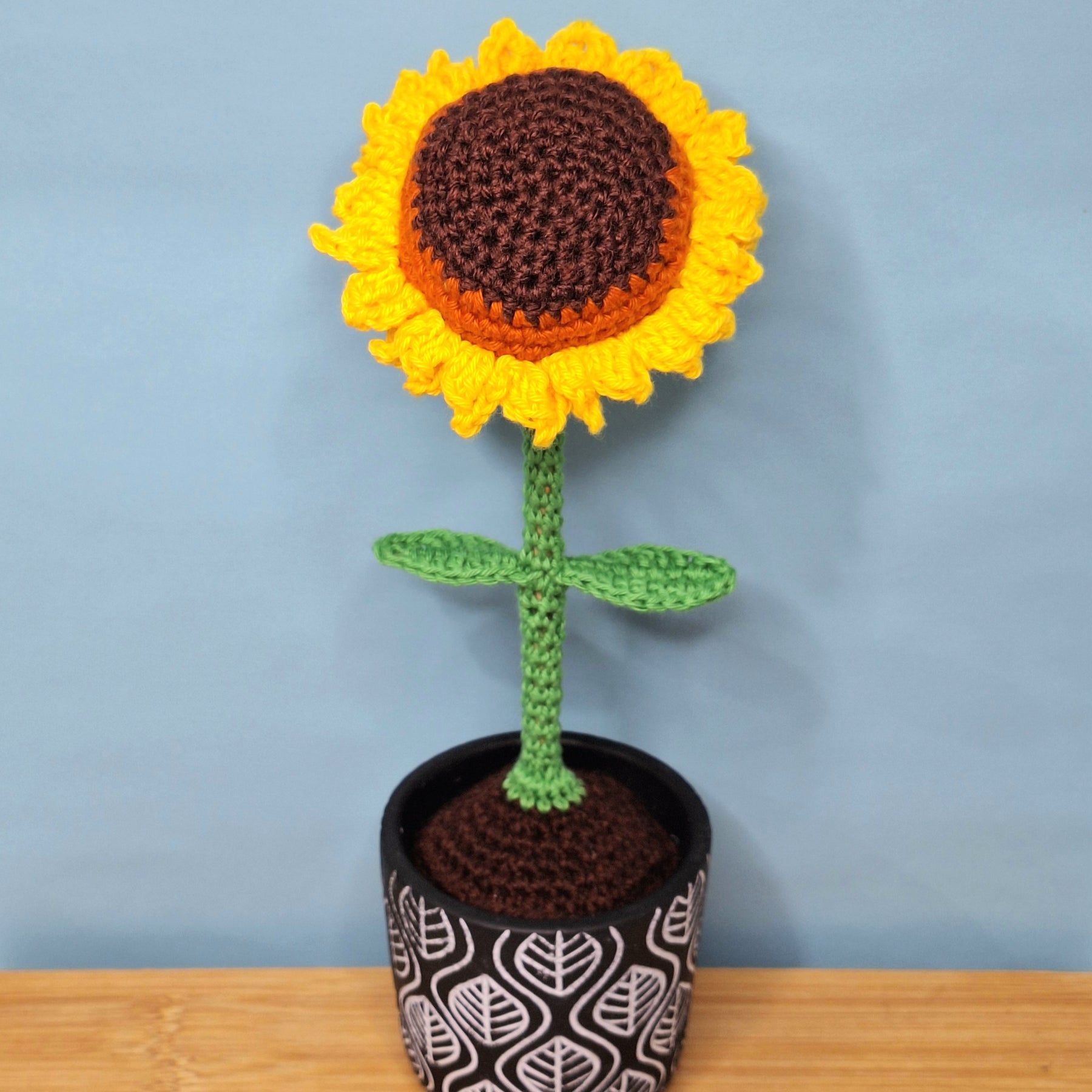 Stunning Crocheted Sunflower in a Decorative Pot
