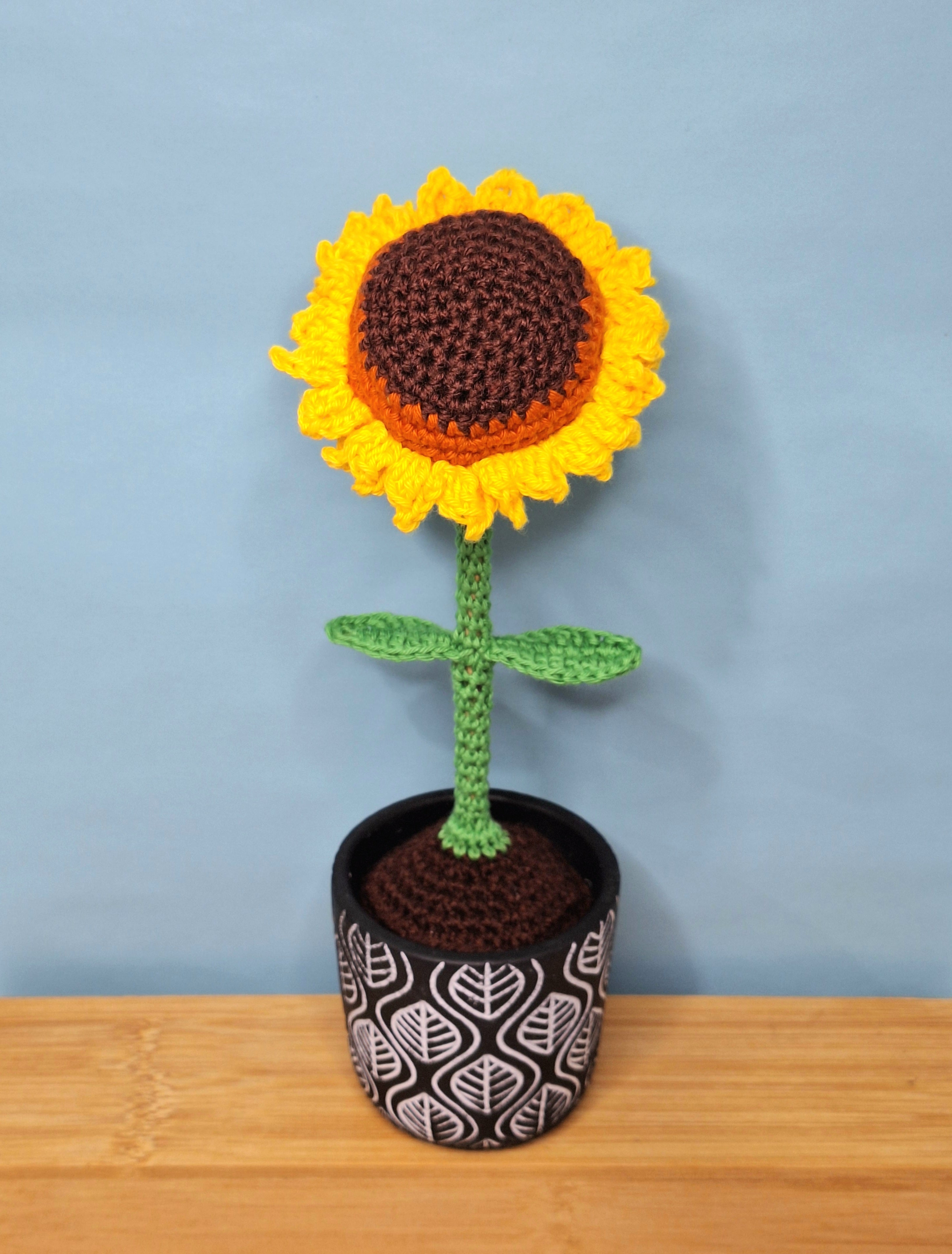 Stunning Crocheted Sunflower in a Decorative Pot