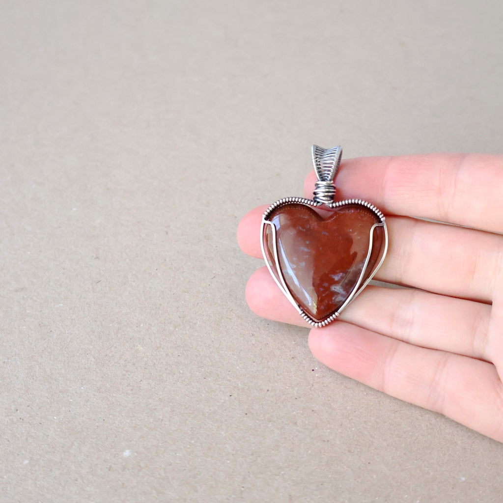 Custom Order - Red Jasper Heart Pendant - Talisman of Strength