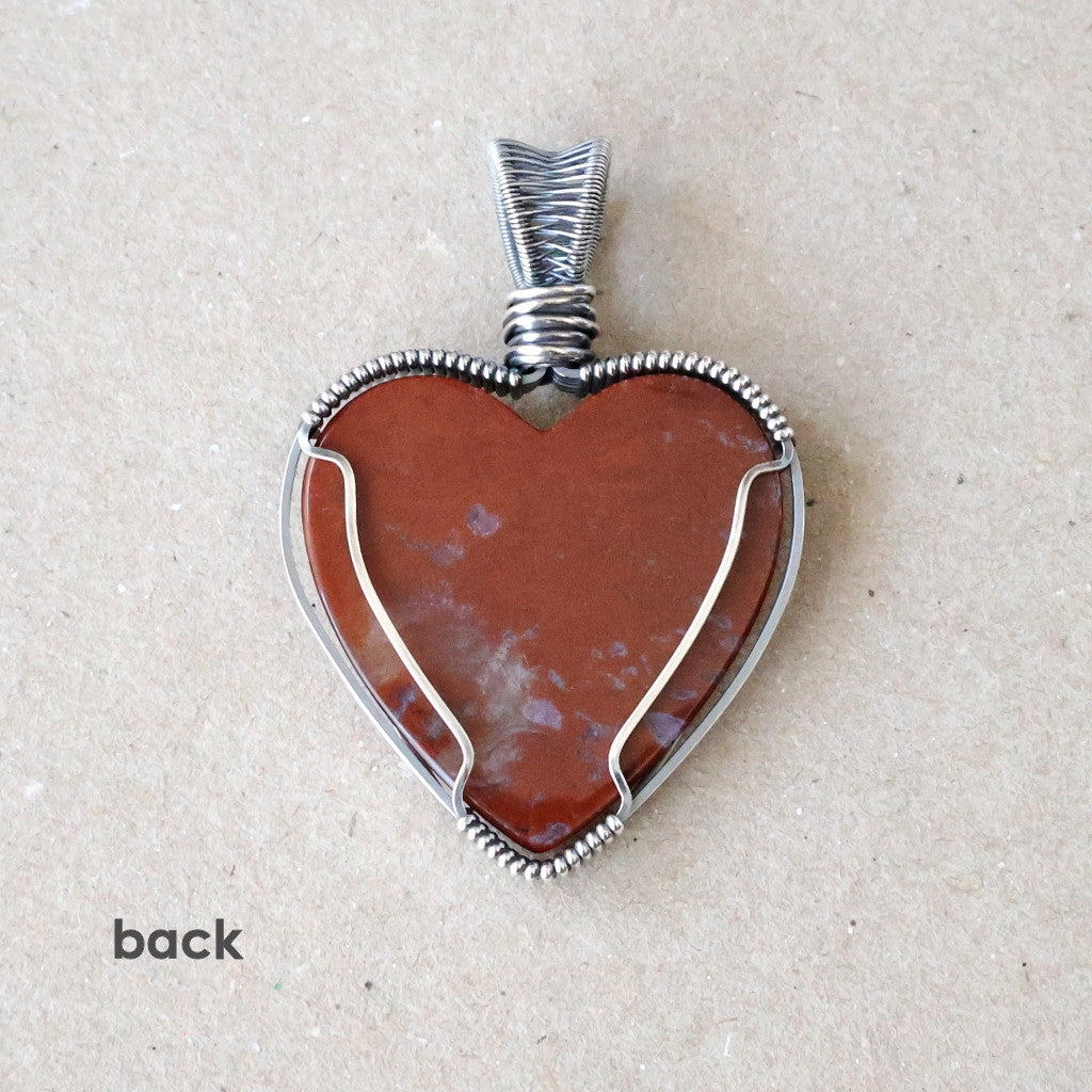 Custom Order - Red Jasper Heart Pendant - Talisman of Strength