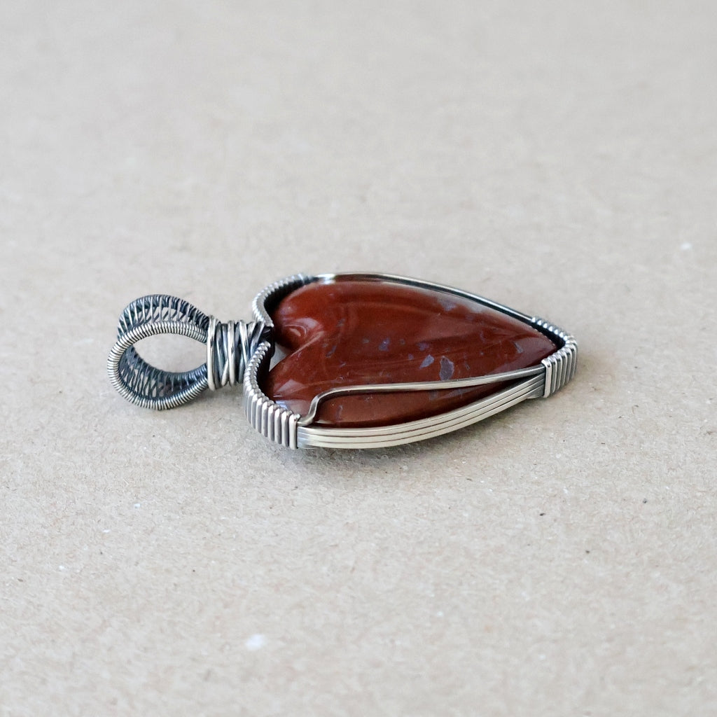 Custom Order - Red Jasper Heart Pendant - Talisman of Strength