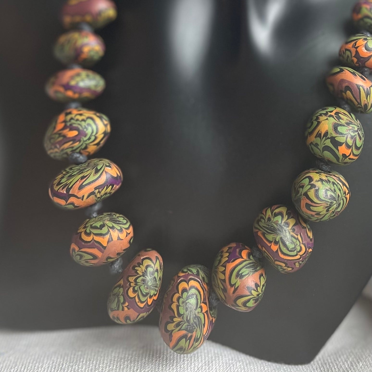 Polymer Clay Beaded Necklace - Pebbles