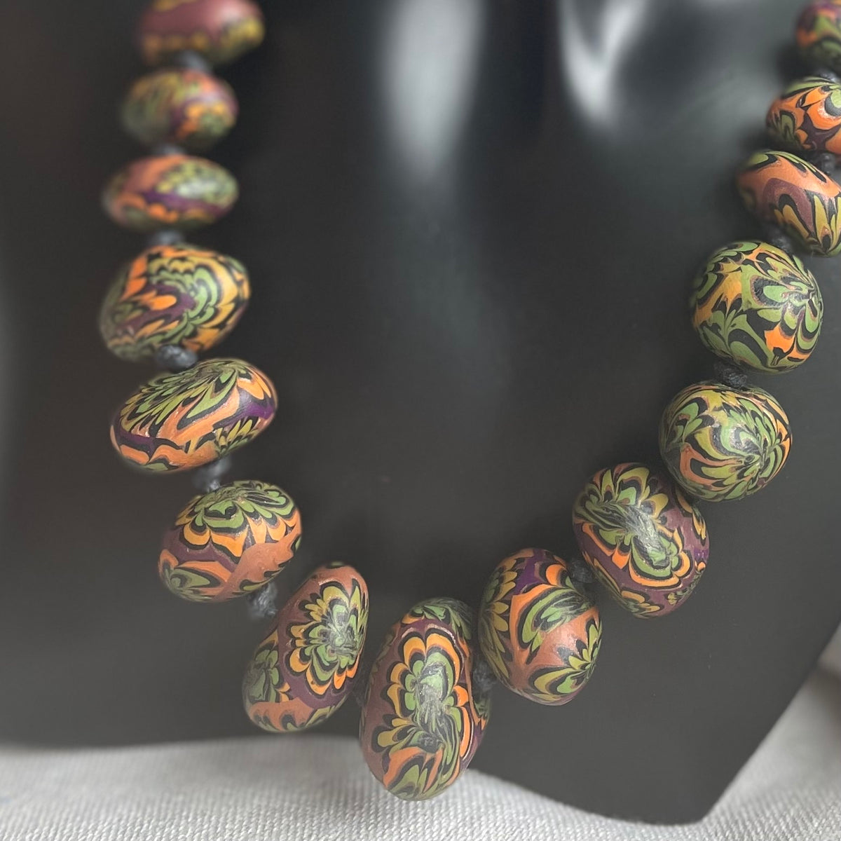 Polymer Clay Beaded Necklace - Pebbles