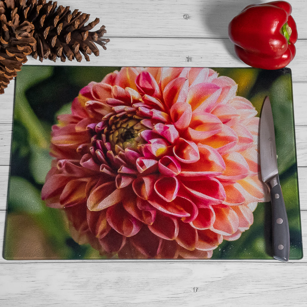 Dahlia Chopping Board - Tempered Glass