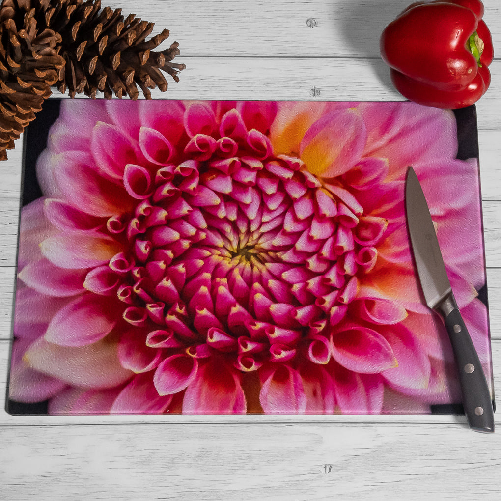 Dahlia Chopping Board - Tempered Glass