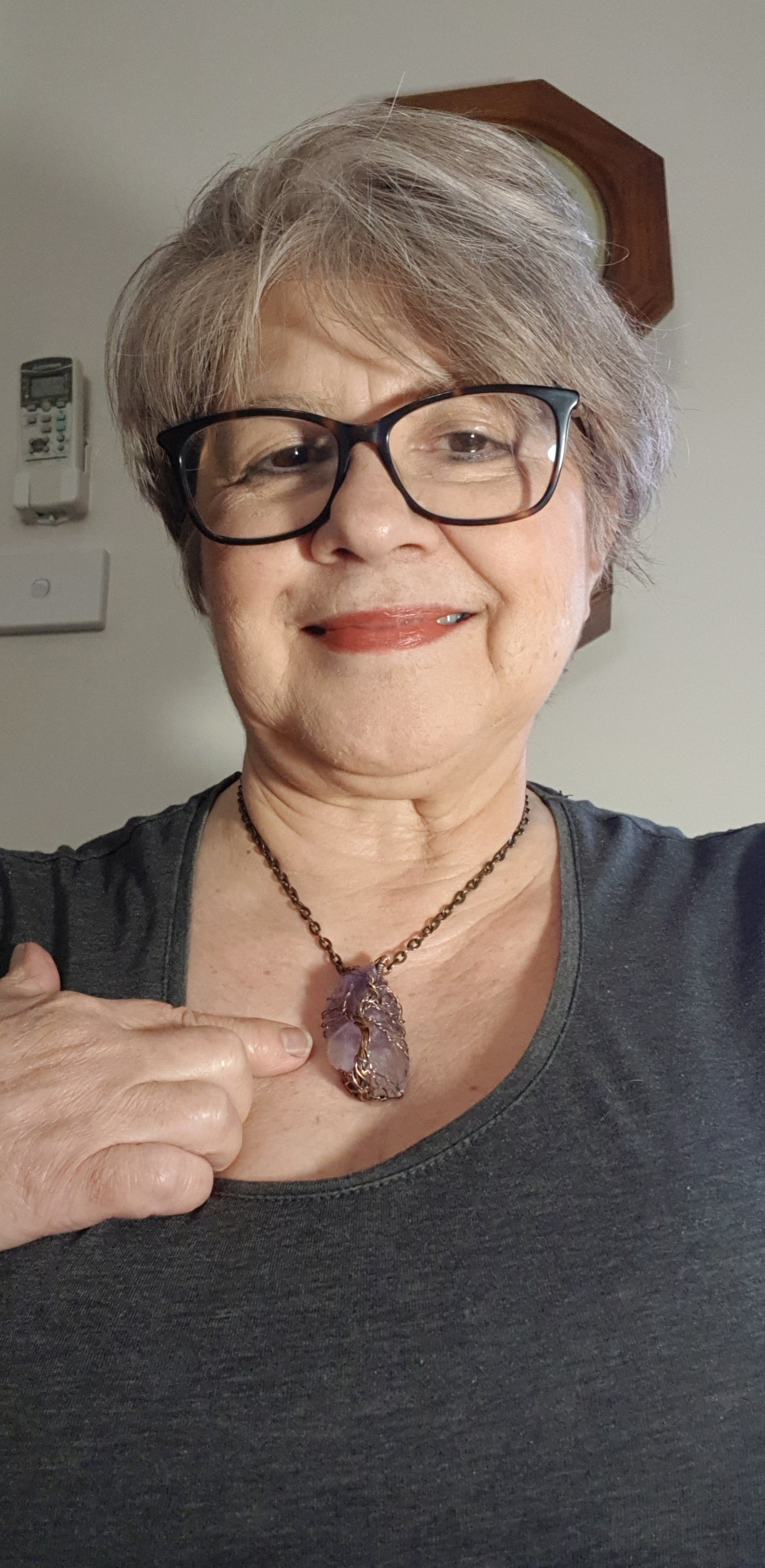 Amethyst stone Pendant with tree of life #698 AM/N
