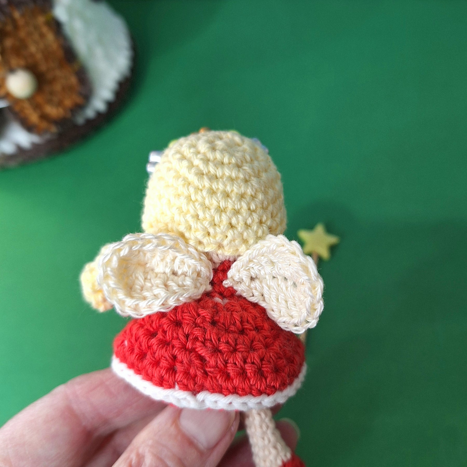 Crocheted Mushroom House Play Set with Two Fairies