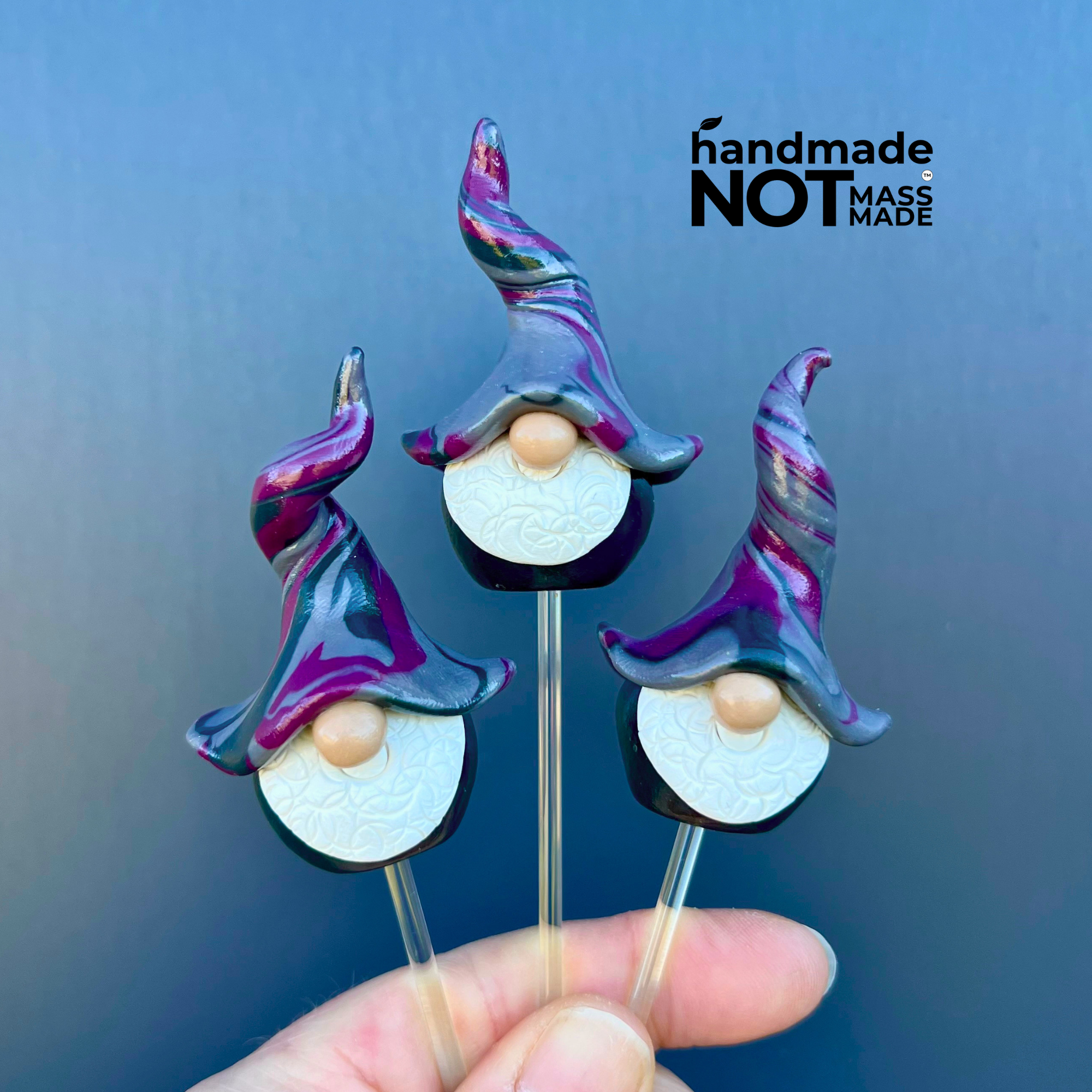 Whimsical polymer clay gnome trio - Duskling, Murklet & Wisp
