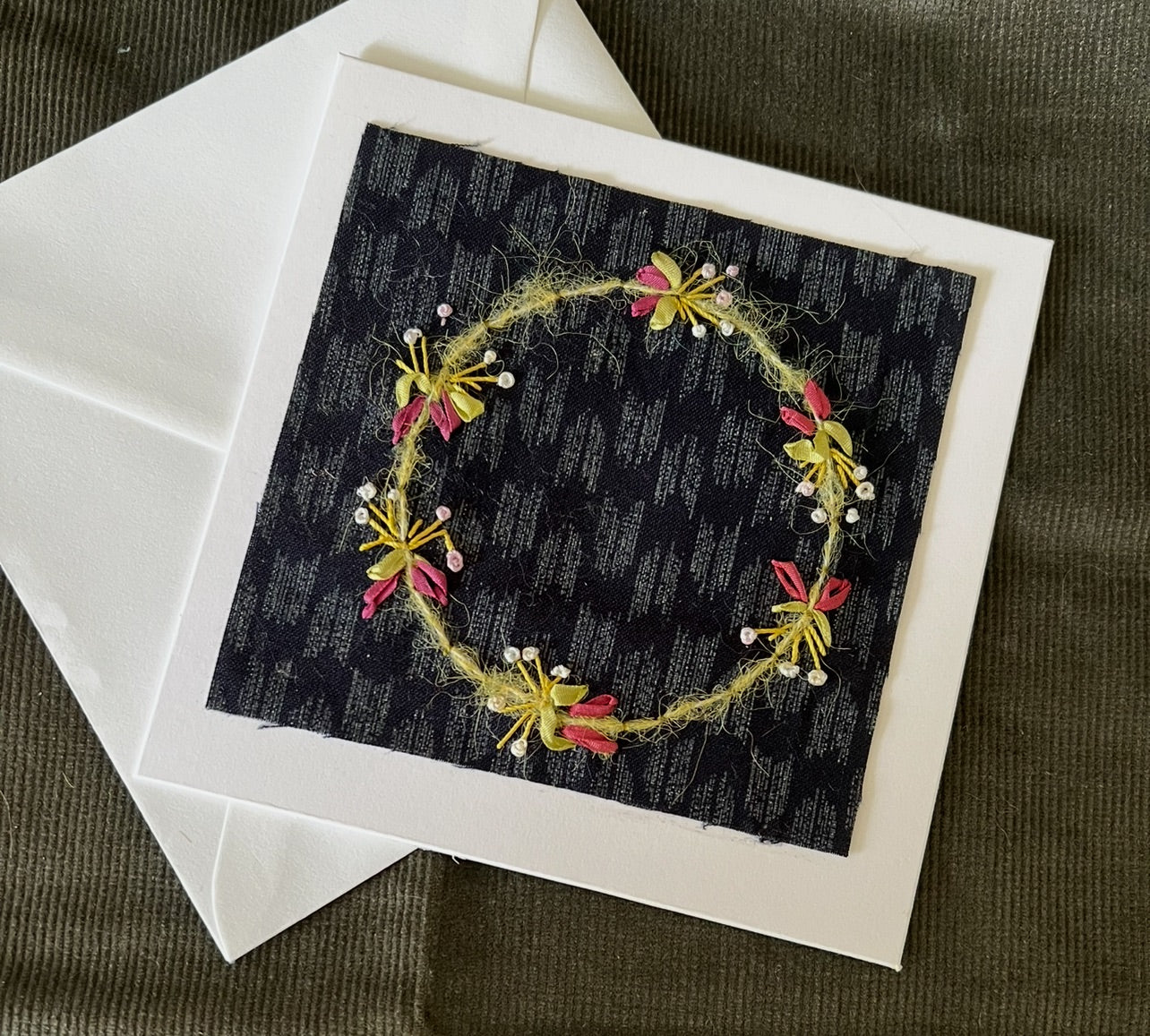 Hand embroidered card