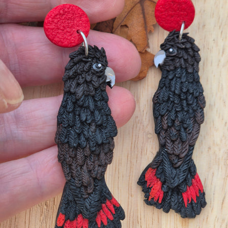 Glossy Black Cockatoo Earrings
