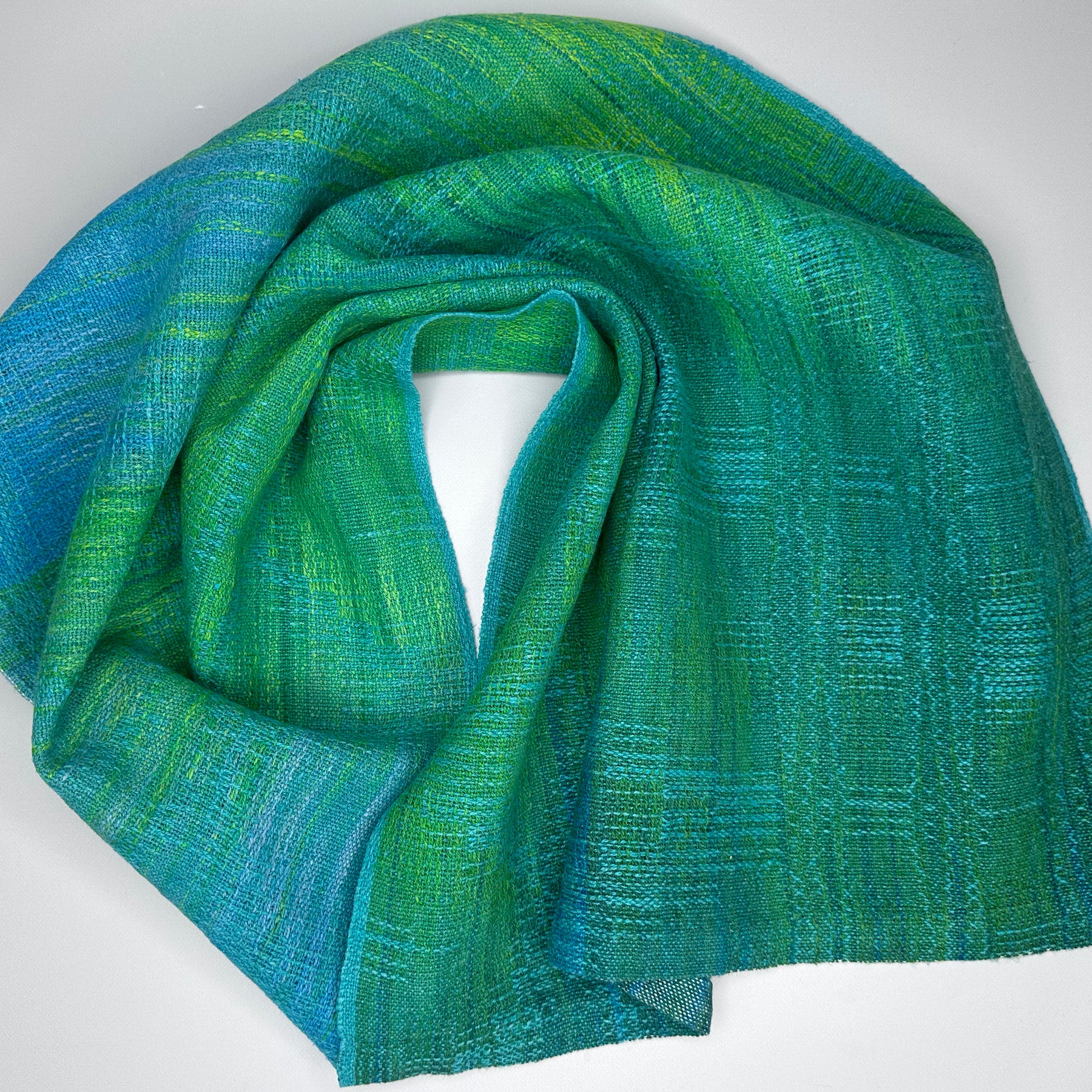 Hand-Dyed and Handwoven Linen/Cotton Tea Towels (Blue weft)