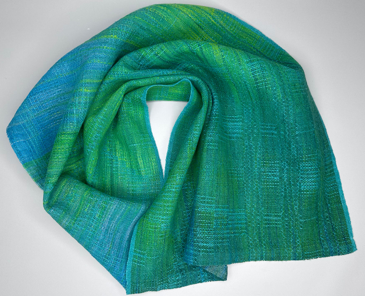 Hand-Dyed and Handwoven Linen/Cotton Tea Towels (Blue weft)