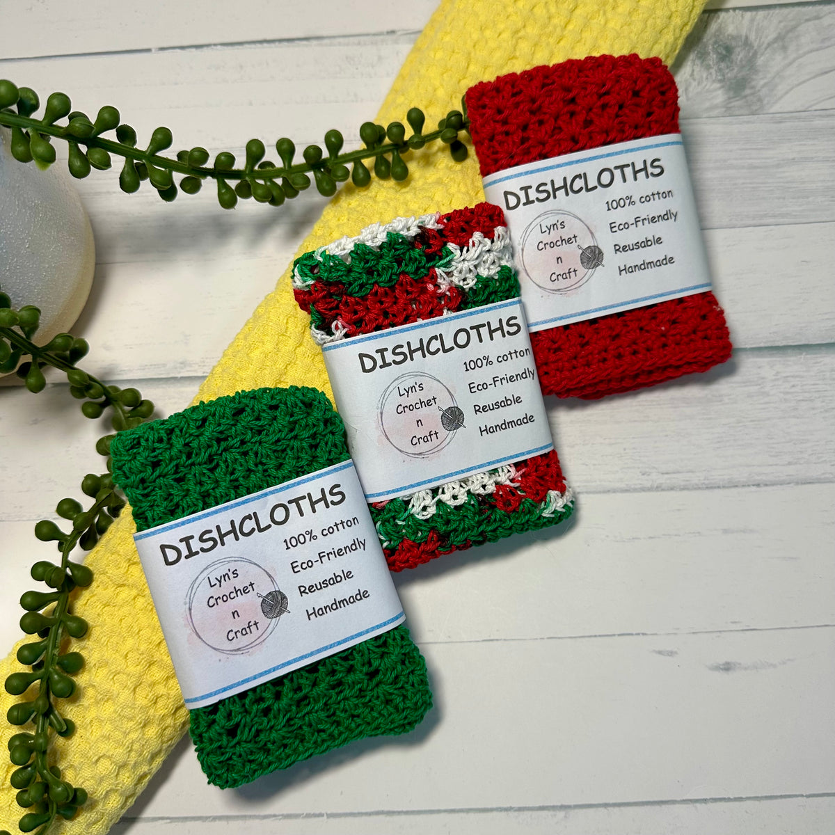 Handmade Crocheted Cotton Dishcloths – Reusable Kitchen Cloths
