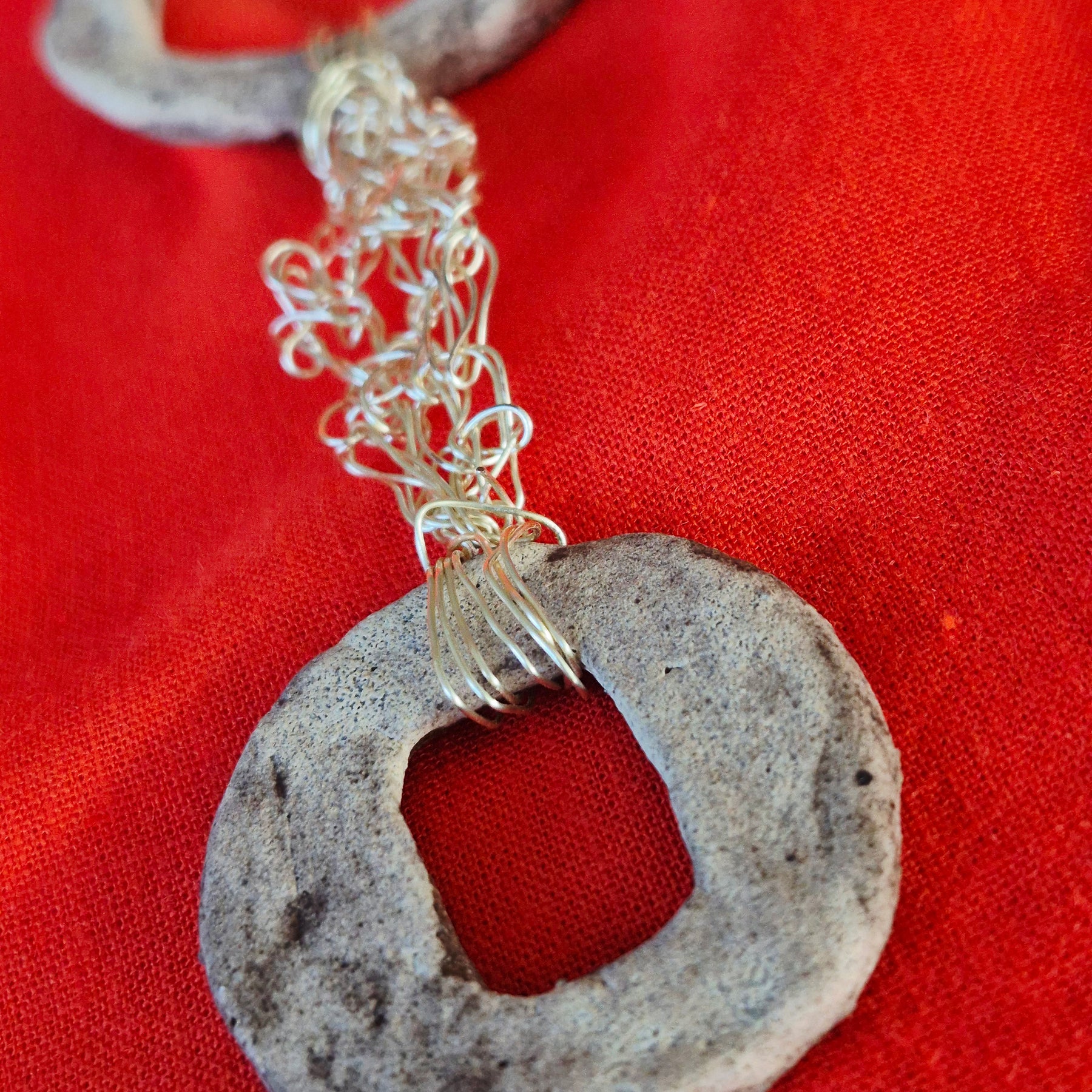 Pottery and wire  Crochet necklace
