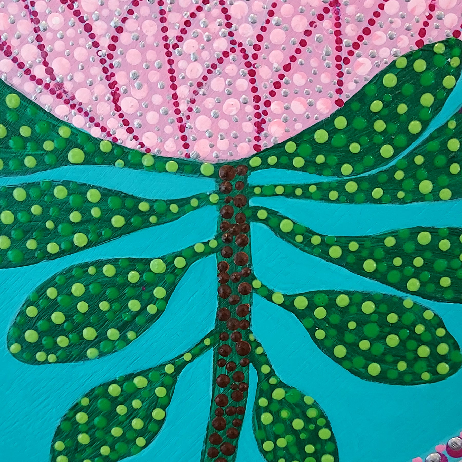 New Original design Dot Art  called " Pink Protea"