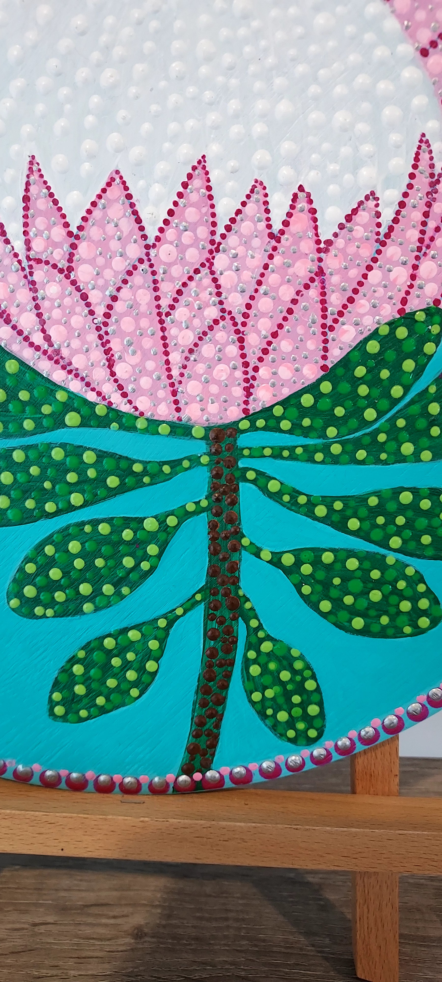 New Original design Dot Art  called " Pink Protea"