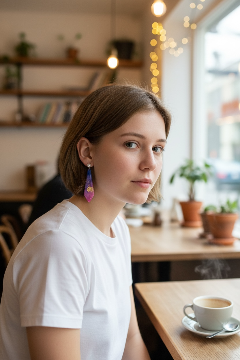 Pastel Galaxy Pearl Stud Dangles — Handcrafted Polymer Clay Art