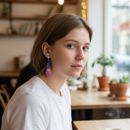 Pastel Galaxy Pearl Stud Dangles — Handcrafted Polymer Clay Art