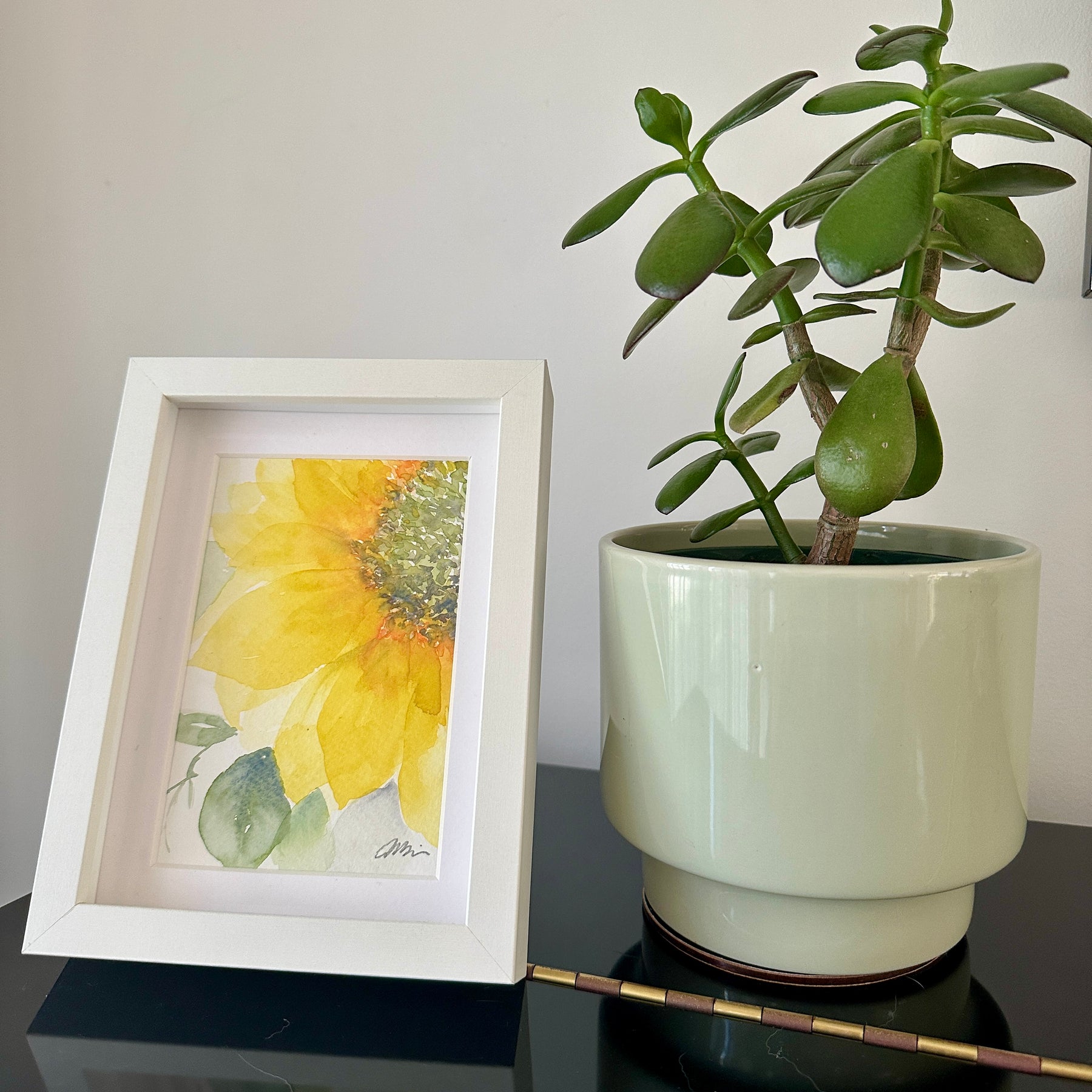 'Sunny Sunflower' original watercolour painting - framed