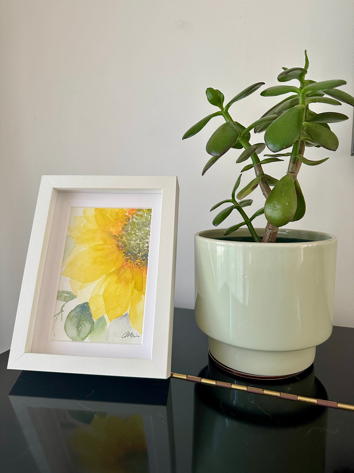 'Sunny Sunflower' original watercolour painting - framed