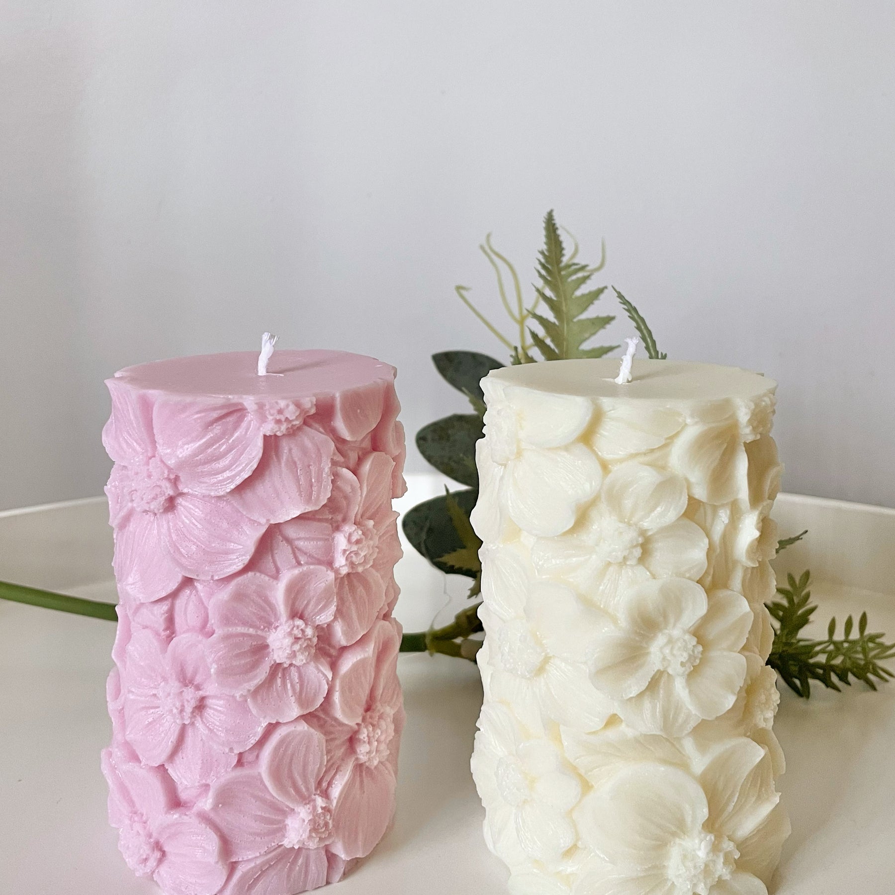 Tall Flower Pillar Candle