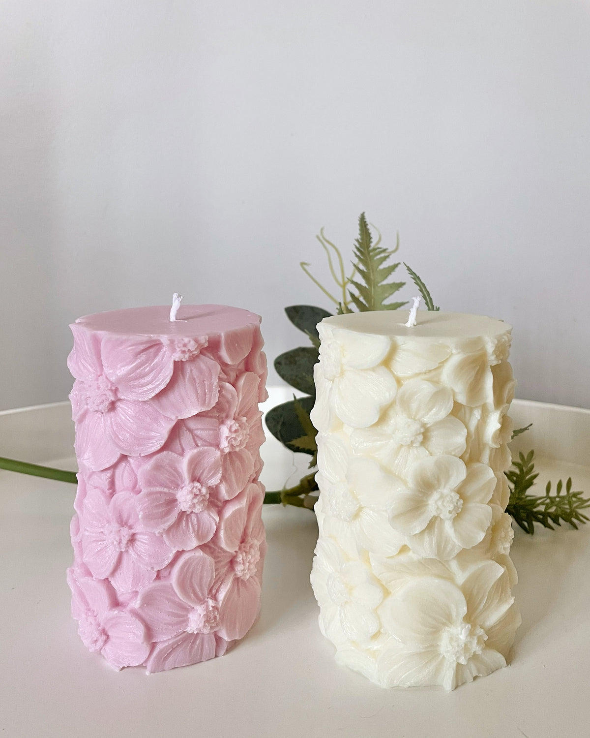 Tall Flower Pillar Candle