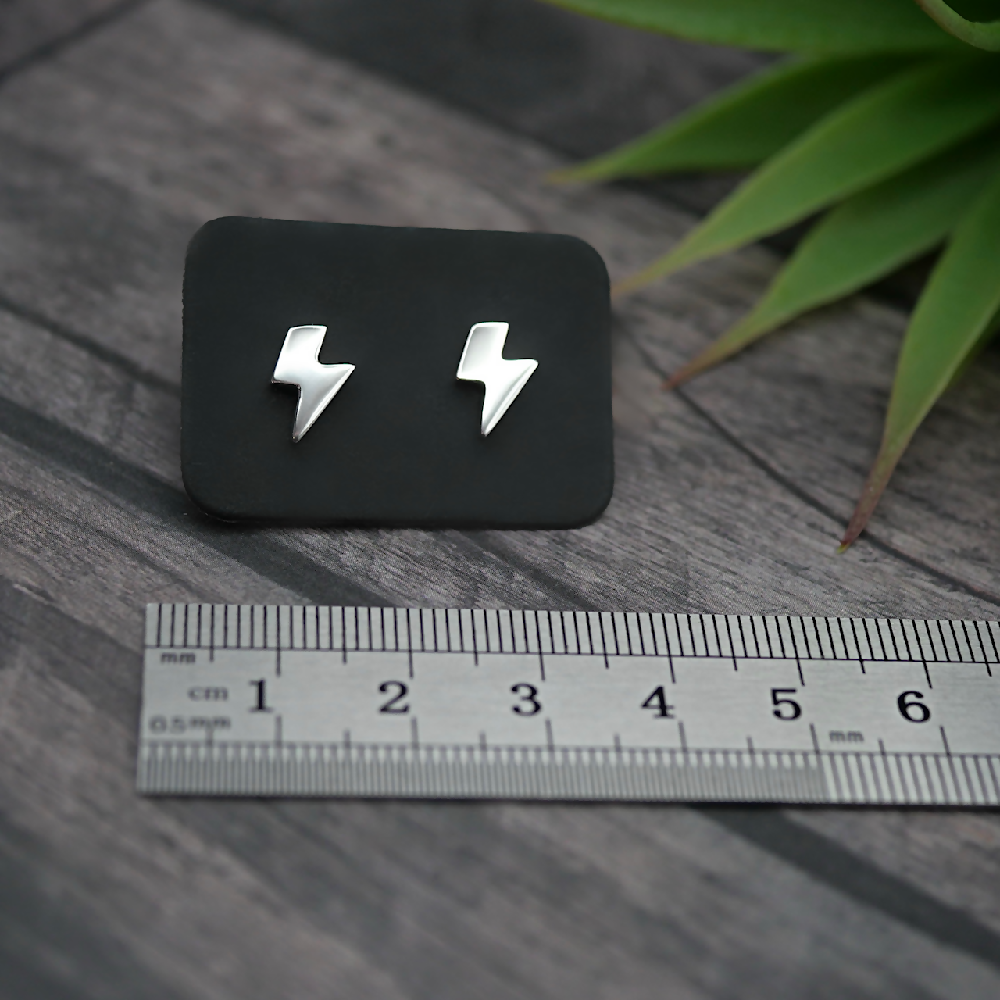 Lightning Bolt Studs - Handmade Sterling Silver Thunderbolt Earrings