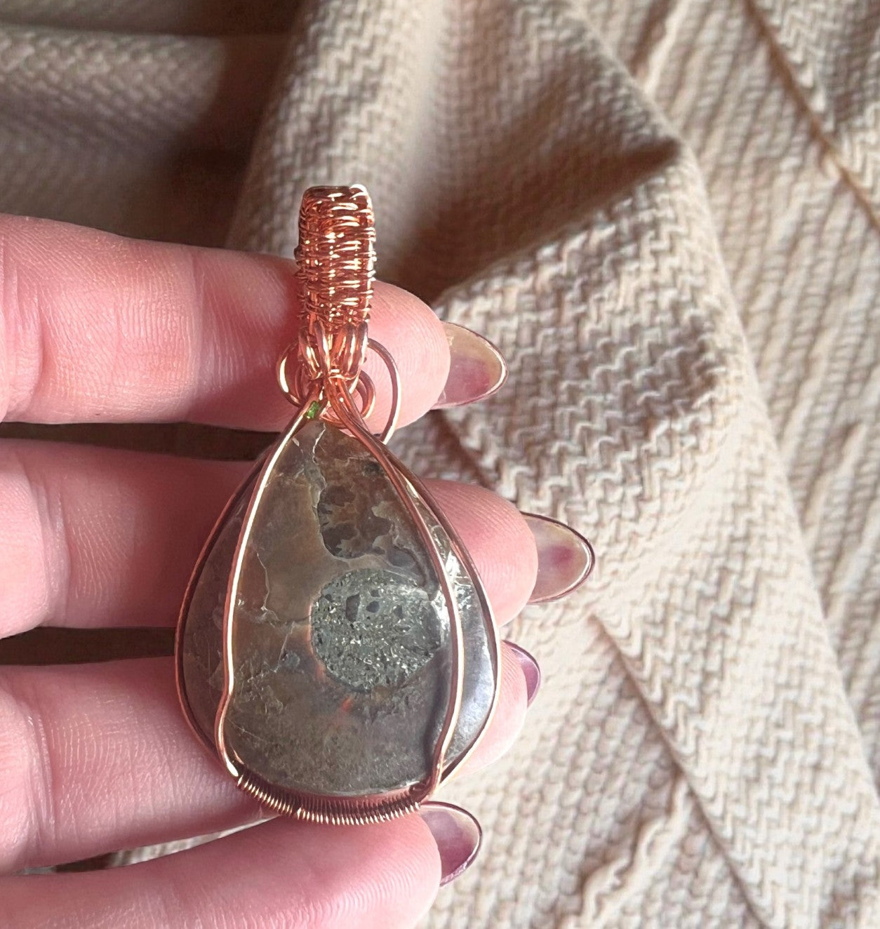 Before – Handcrafted Ammonite Copper Pendant