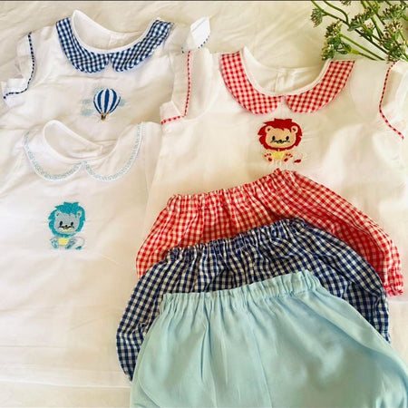 Summer Cotton Baby Outfit-personalized embroidery