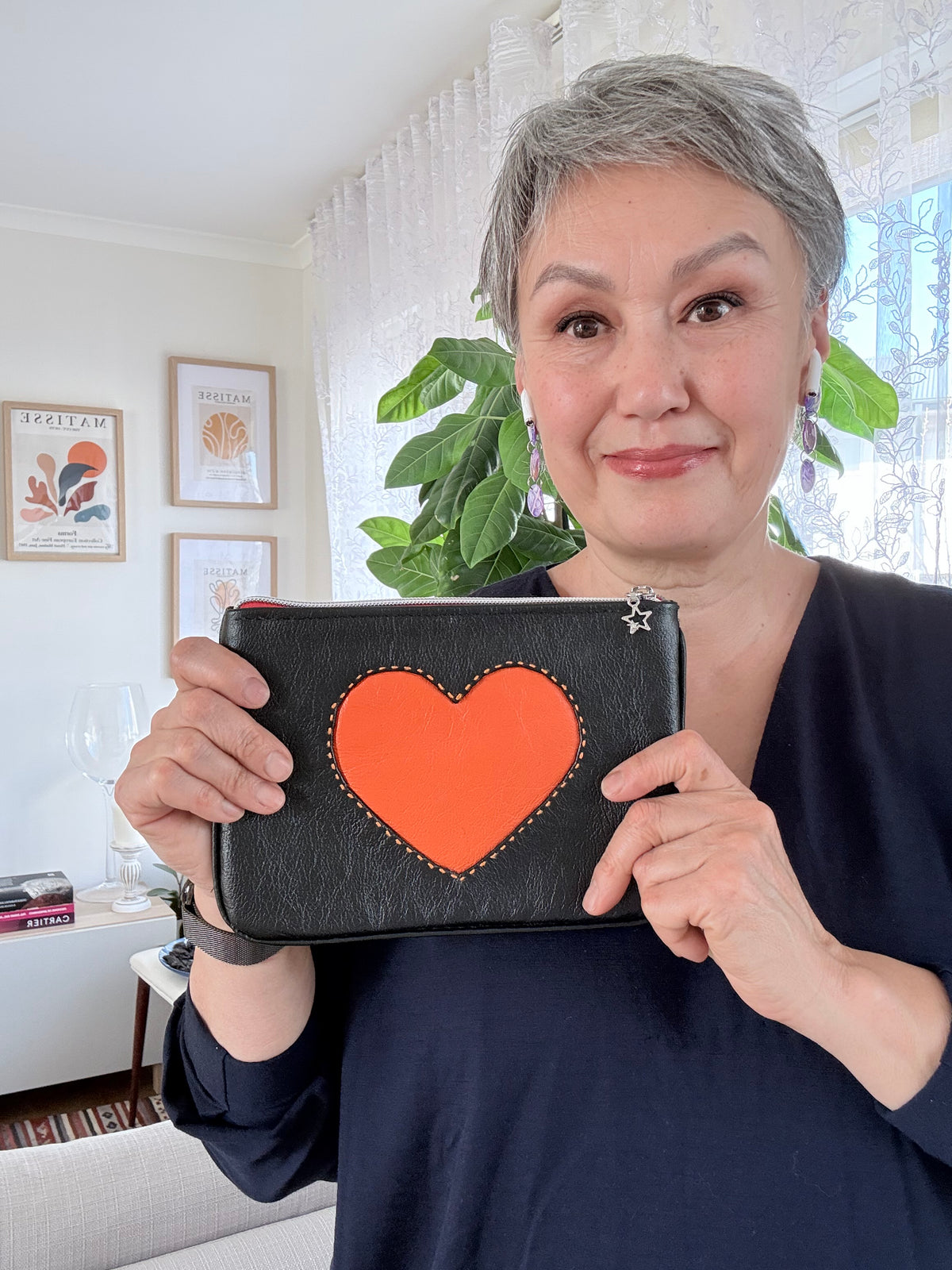 Leather makeup bag / pouch
