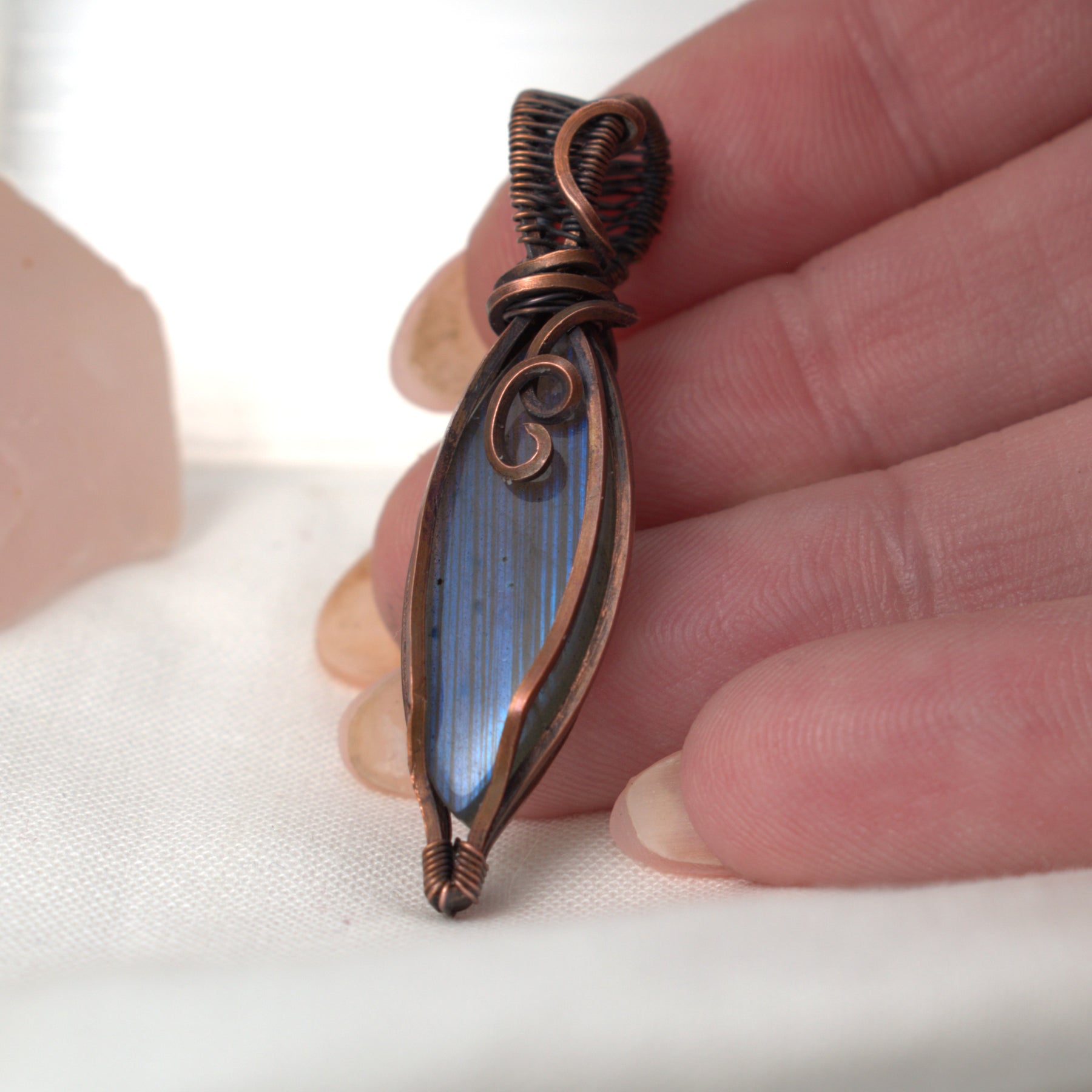 Midnight Current - Labradorite Copper Wrapped Pendant