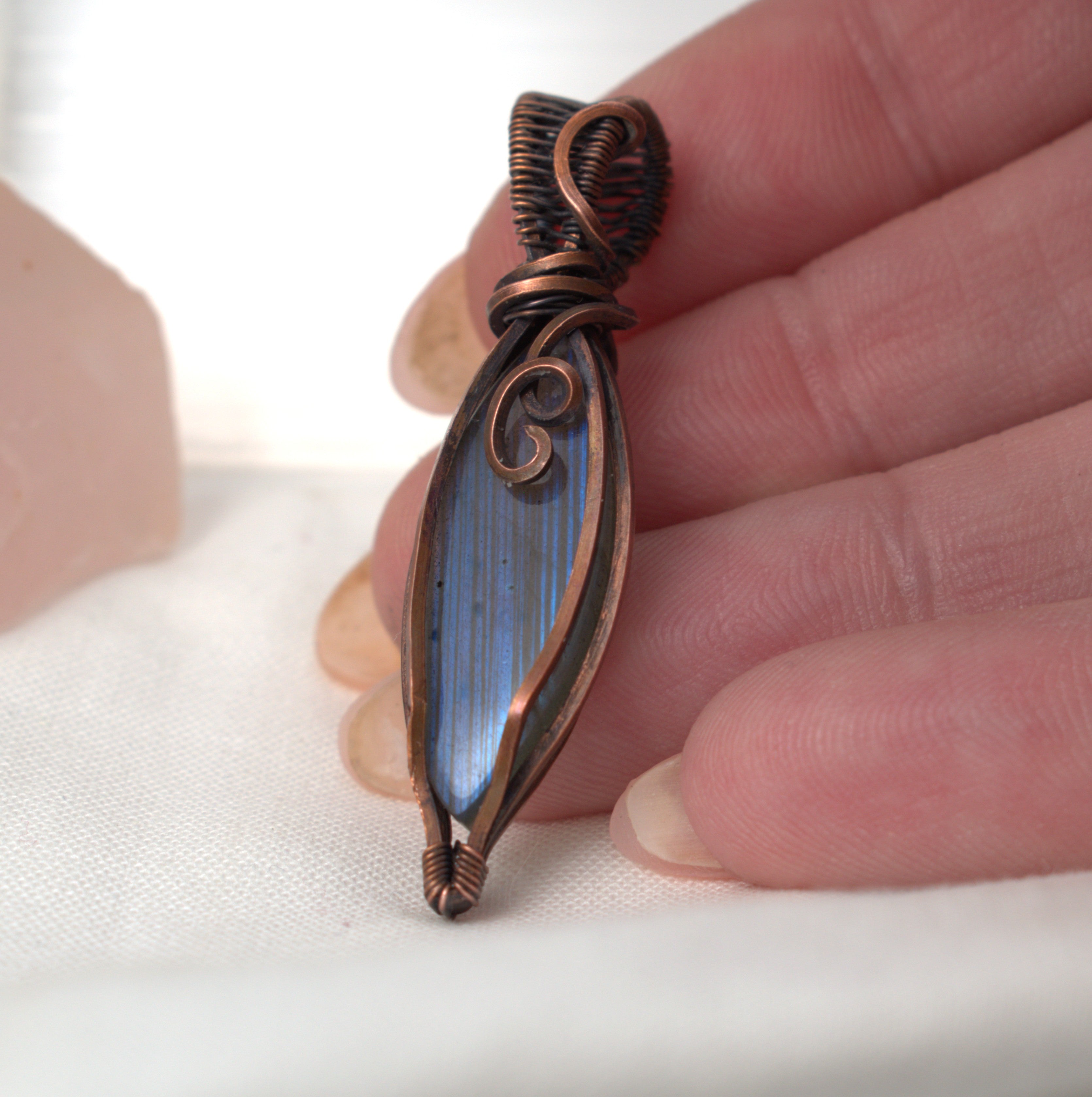 Midnight Current - Labradorite Copper Wrapped Pendant