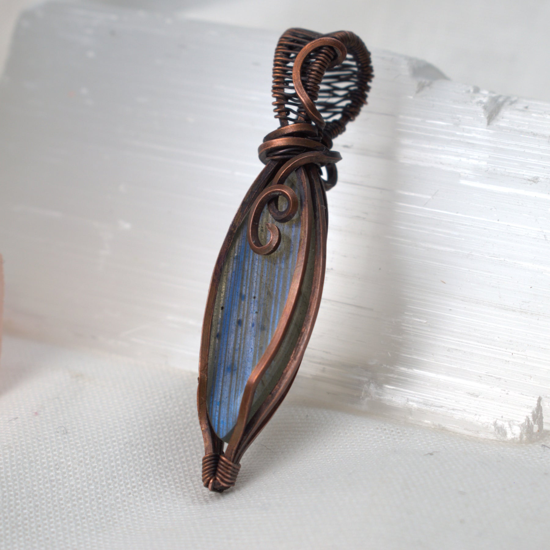 Midnight Current - Labradorite Copper Wrapped Pendant
