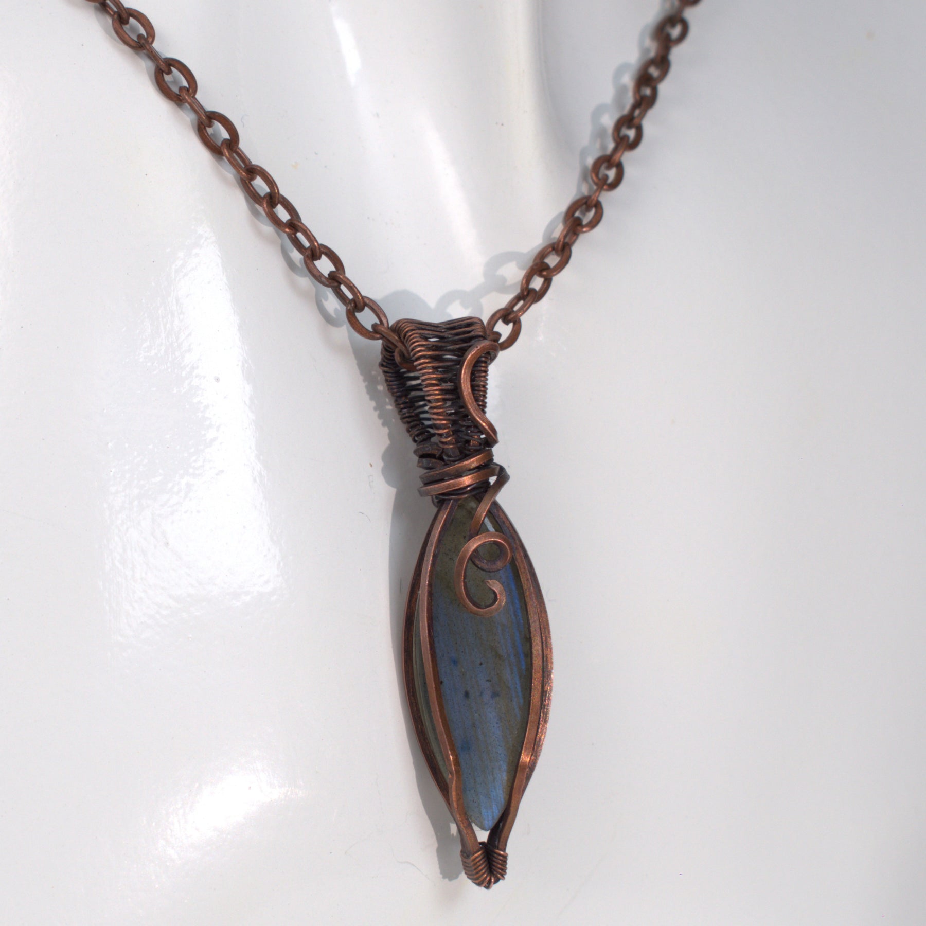 Midnight Current - Labradorite Copper Wrapped Pendant