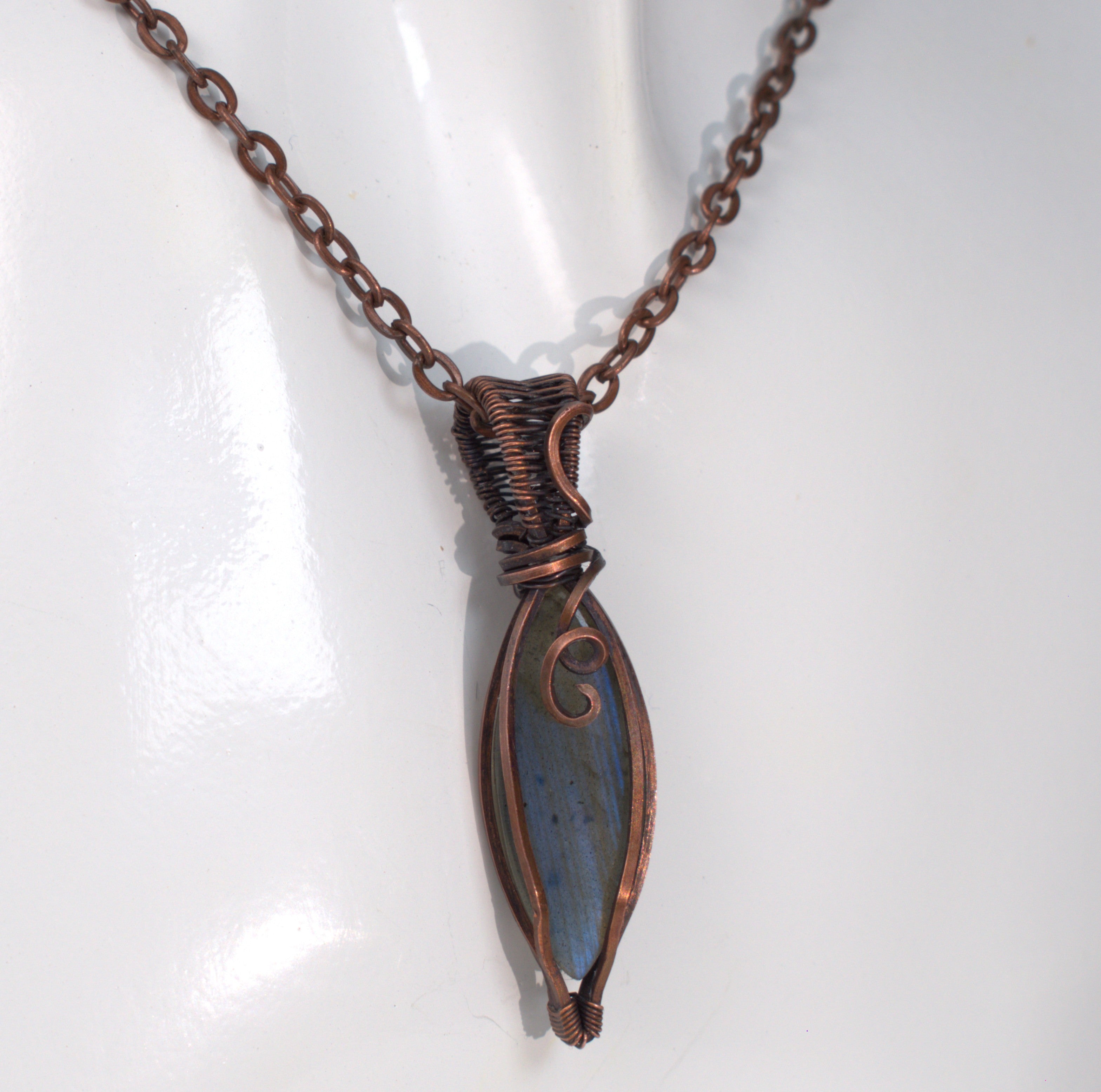 Midnight Current - Labradorite Copper Wrapped Pendant