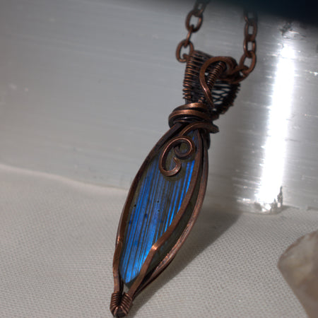 Midnight Current - Labradorite Copper Wrapped Pendant